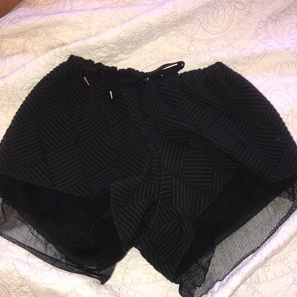 black patterned lukka lux shorts with mesh